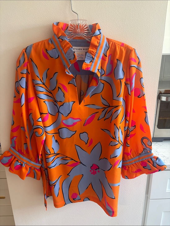 Gretchen Scott Designs Tops - Gretchen Scott, ruffle neck tunic Blouse medium
